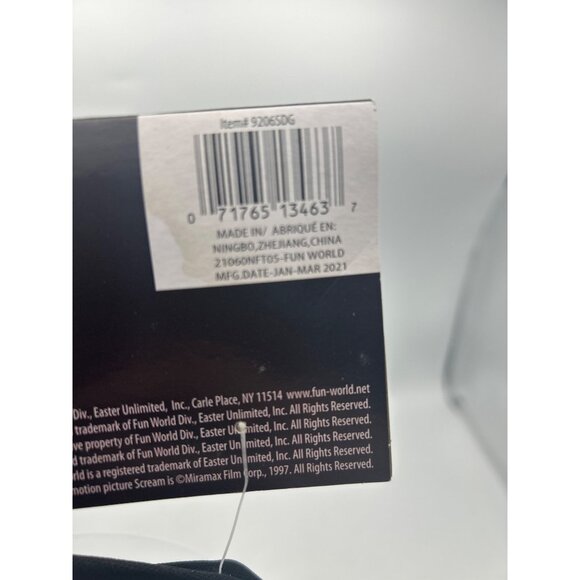 Ghost Face Scream Halloween Mask Costume Accessory 2012 Fun World Fright White - Picture 4 of 4